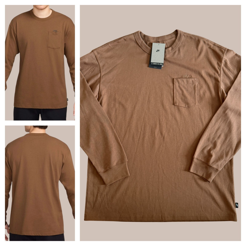 Nike Mens Premium Essentials Long-Sleeve Pocket T-Shirt Heavyweight Sz M / L New