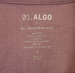 01 Algo Performance Wistful Mauve Mini Check Sz Large Stretch Spread Collar UPF