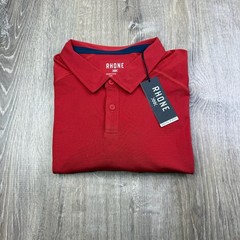 NWT Rhone Mens Red GoldFusion Anti-Odor Long Sleeve Delta Pique Polo Shirt 2XL