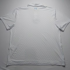 Under Armour Polo Shirt Mens Large UPF 30 Anti Odor Golf Performance White Blue