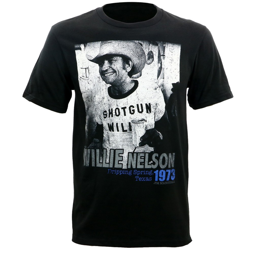 Authentic WILLIE NELSON Jim Marshall Photo Shotgun Beer Slim T-Shirt S-2XL NEW