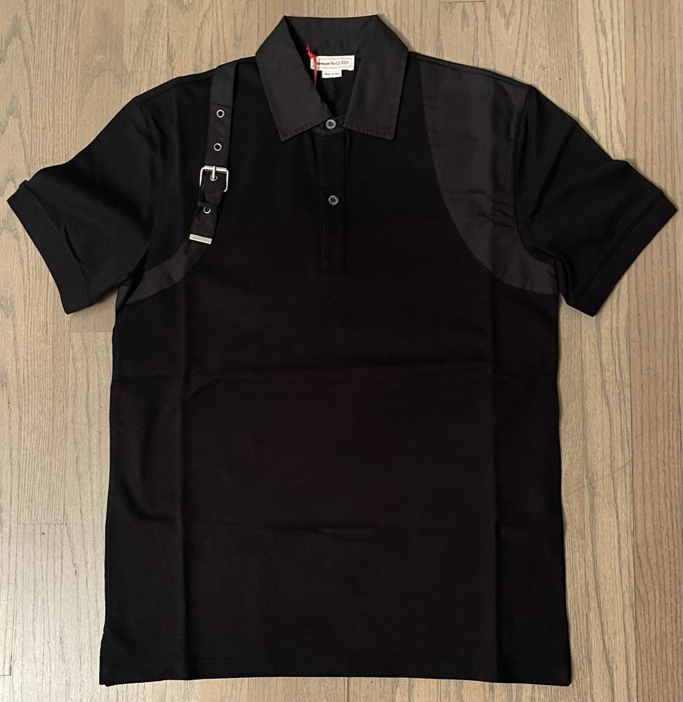 ALEXANDER MCQUEEN – Black Harness Strap Polo Shirt – Made in Italy – S – NEW