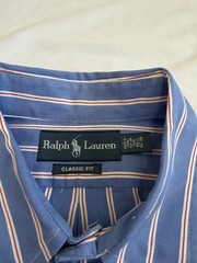 Ralph Lauren Classic Fit Shirt 16 1/2 35/35 Blue Stripe BD LS Cotton Pony