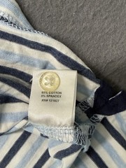 Johnnie-O Hangin Out Polo Shirt Mens L Blue White Striped Pocket Performance