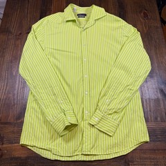 Ralph Lauren Purple Label Mens 17 Tailored Fit Striped Shirt Lime Green Italy