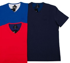 HUGO BOSS CAPRI 50 50238046 REGULAR FIT BLUE RED NAVY V NECK MEN SHIRT MULTISIZE