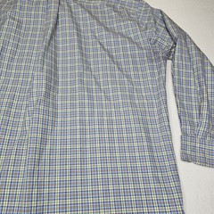 Faconnable Long Sleeve Button Down Size XL Window Pane Preppy France 90S Blue