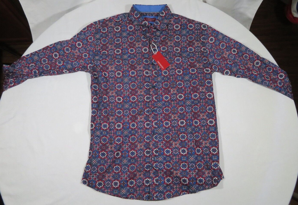 Consequence Men’s Long Sleeve Button-Down Geometric Dress Shirt – Size Medium