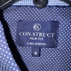 Con.struct Men Performance 4 Way Stretch Button Up Shirt Blue Polka Dot Sz M NEW