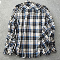 Buckle Black Mens Athletic Fit Plaid Button Down Shirt BB087NM Black Blue XXL