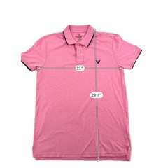 Mens Modern Preppy Polo Shirt L Pink Slub Jersey Slim Fit American Eagle