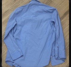 Express Modern Fit Stretch Solid Blue Collared Long Sleeve Button Dress Shirt S