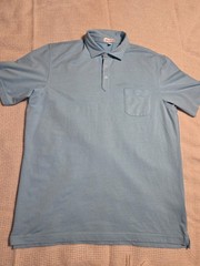 Peter Millar Polo L Solid Blue Knit Cotton Polyester Spandex Blend