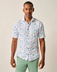 johnnie-O Short Sleeve Hangin’ Out Button Down Shirt – Making Waves White Size