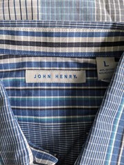 JOHN HENRY MEN’S BUTTON DOWN LONG-SLEEVED SHIRT SIZE LARGE BLUES NWT