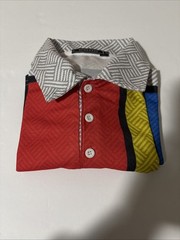 SIIMHWRSS Deep Multi Pattern Striped All Over Print Polo Shirt