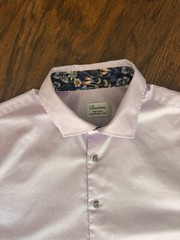 Stenströms Fitted Body Solid Purple Twofold Cotton Dress Shirt Long Sleeve 17 43