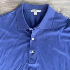 Peter Millar MC0K01 Performance Jersey Navy Blue 100% Cotton Golf Polo Men’s L