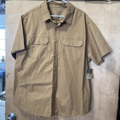 Brahma Men’s Casual Button-Down Shirt Brown 2XL Cotton Spandex NWT