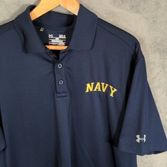 Under Armour “Navy” Polo Mens L Navy Blue Heatgear Loose Fit Golf Military