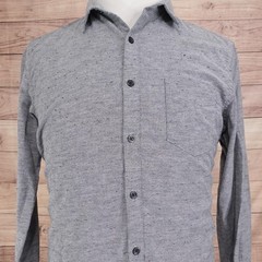 Marc Anthony Shirt Mens L Gray Solid Long Sleeve Button-Up Stretch Slim Fit