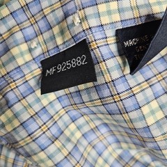 Faconnable Long Sleeve Button Down Size XL Window Pane Preppy France 90S Blue