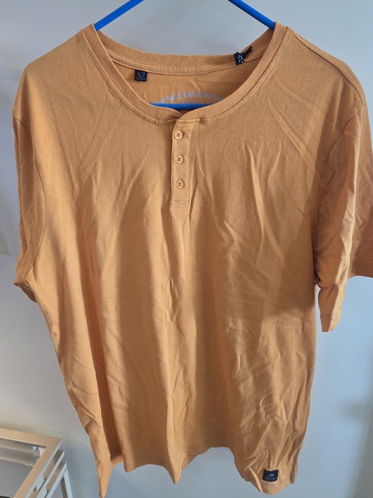 Buffalo David Bitton Men’s Solid Orange Cotton Jersey Henley T-Shirt XL