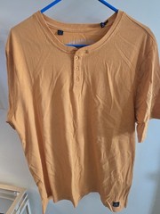 Buffalo David Bitton Men’s Solid Orange Cotton Jersey Henley T-Shirt XL