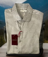 NWT-Consequence Mens SS Button Up Euro Style LG-Slim Fit-Cotton Blend Shirt