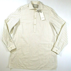 GUCCI Tunic Pullover Henley Striped Shirt Luxury Royal Gentleman Businessman 46