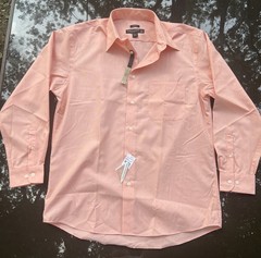 Pronto Uomo Non-Iron Pink Solid Cotton Dress Shirt 16.5 32/33