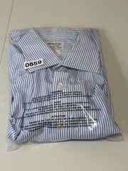 T.M.Lewin Dress Shirt Mens 16.5 Blue Striped Cotton Gentlemen Regular Fit Formal
