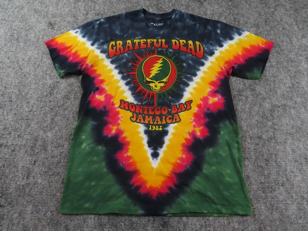 Grateful Dead Shirt Mens Medium Tie Dye Liquid Blue Montego Bay Jamaica 1982 Y2K