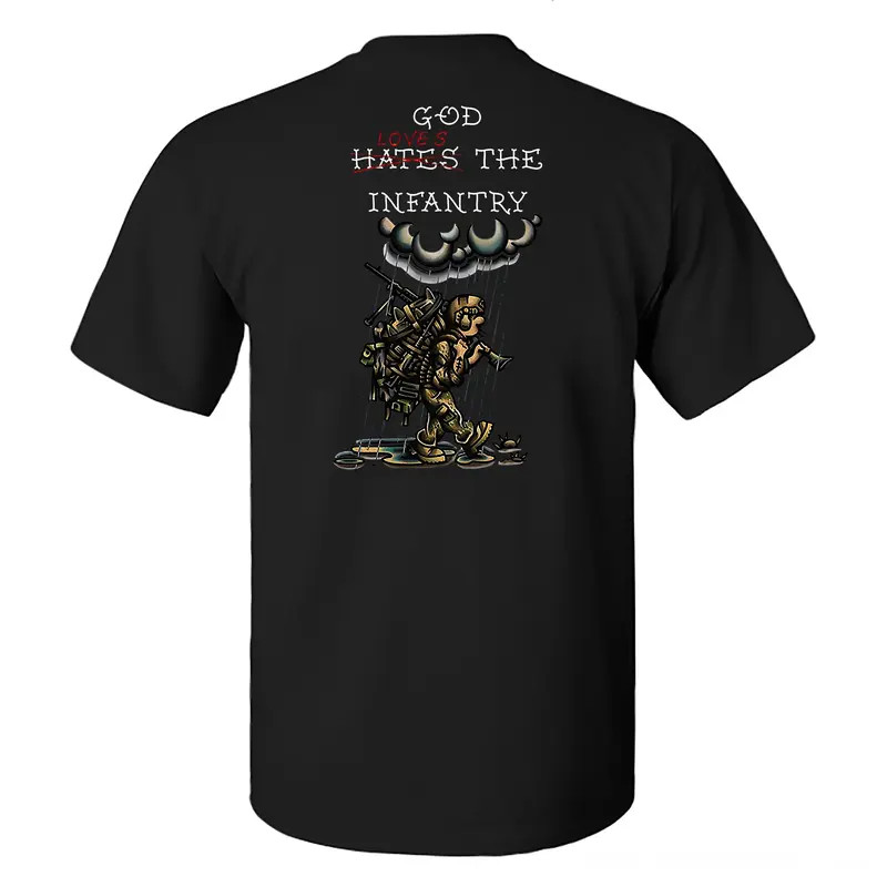 Howitzer God Loves The Infantry Tactical T-Shirt for Men, Military Pride Graphic
