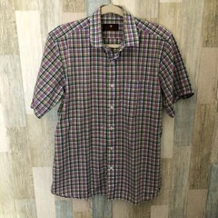 Toscano Designed by Patrick Assaraf Shirt Men’s size M Blue Violet Plaid