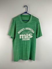 Vintage Faded Threadbare Distressed Thin Green T-Shirt Large MIS Irrigation