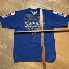 Three Six Mob Reflection Roadblock Shirt Sz L Blue Embellished Graphic Tee
