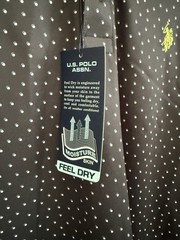 U.S. Polo Assn. Feel Dry Men’s Polo L Black Polka Dot Short Sleeve Moisture