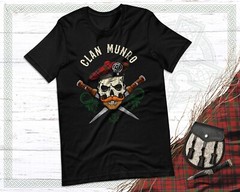 Scottish Clan Munro Surname Skull Wearing Tam Dirks Tartan Badge