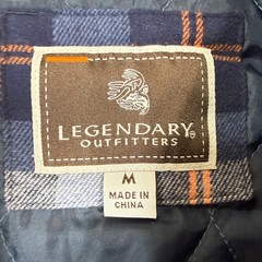 Legendary Outfitters Flannel Jacket Men Medium Blue Orange Hooded Quilted Lined