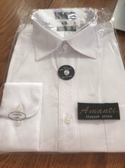 Amanti Men’s Size Small White Italian Style Long Sleeve Shirt-New- Ships N 24h