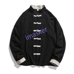 Men Chinese Frog Button Shirt Jacket Retro Tang Suit Coat Tops Cotton Linen Soft