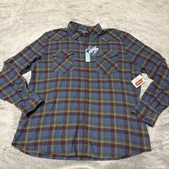 Wrangler Authentics Men’s XL Cloud Flannel Long Sleeve Shirt Blue Plaid NEW