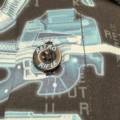 Retro Rifle Button Down Mens Small Black Operation X-Ray Gun Blueprint Shirt