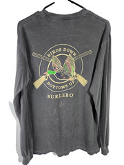 Burlebo Long Sleeve T-Shirt Mens Size Medium Grey Birds Down Duck Hunting Tee