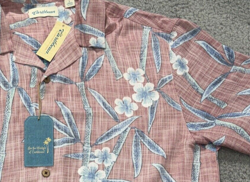 Roundtree & Yorke Caribbean Mens Reverse Print Shirt Short Sleeve Hawaiian L NWT