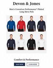 Devon & Jones Men’s CrownLux Performance Plaited Long Sleeve Golf Polo – DG20L
