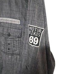 Drill Clothing Company NYC Shirt Mens XL Gray Button Up MotorTeam Freeway Bikers