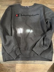 Champion Shirt Mens Large Gray Long Sleeve Script Logo Authentic Athletic Tee