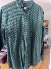 GAP Men’s Green/Black Check Button-Down Collar Shirt Long Sleeve (M)